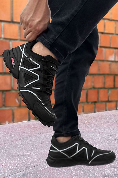 Deri De Luxe Black White Outdoor Trekking Men's Shoes