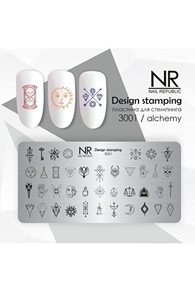 Nail Republic Stamping Plaka 3001 – Simya (Alchemy) Desenli Tırnak Damgalama Plakası | Profesyonel Jel Oje İçin