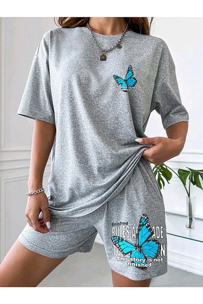 AY MONTANA Lunavista Oversize Butterfly Printed Shorts and T-shirt Set