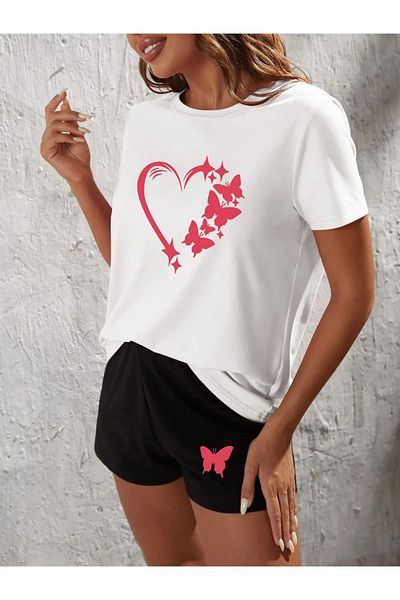 AY MONTANA LUNAVISTA Butterfly Heart Printed Oversize Shorts T-Shirt set