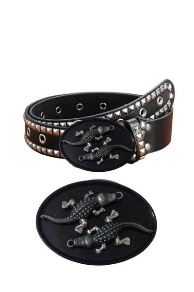 targay Ζώνη με καουμπόικη πόρπη και πόρπη κροκόδειλου