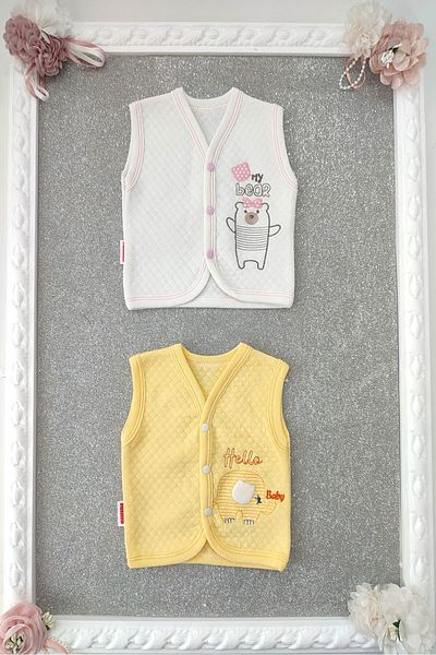 dubi baby baby girl fatitto front snap animal pattern 2-pack baby quilted vest