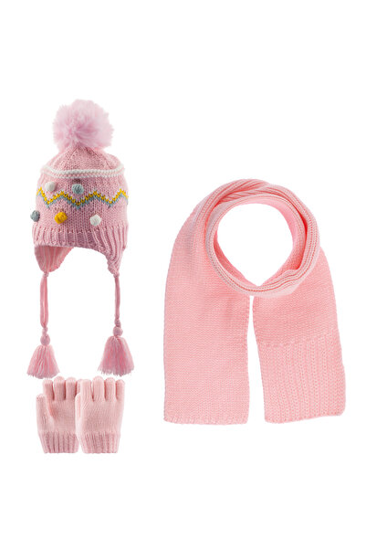 Kitti Kız Çocuk Atkı Bere Eldiven Seti