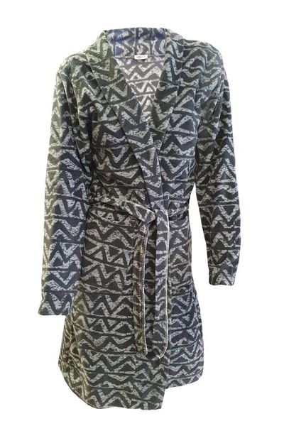 Ciciten 23C04 Patterned Long Fleece Dressing Gown with Pockets