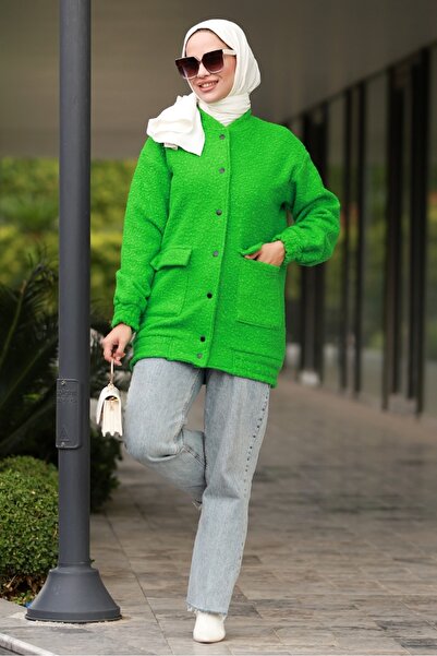 Bestenur Зелений Elan Хіджаб 645 - На ґудзиках