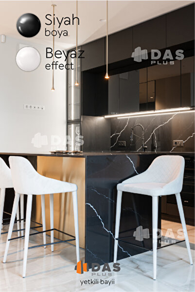 Stella Dasplus - 1000ml Set Siyah Boya Beyaz Mermer Efekt Solvent Bazlı Sıvı Cam Parlak.