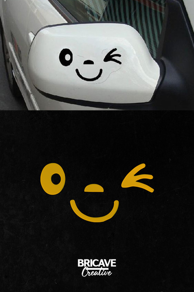Bricave وجه مبتسم، ملصق ملصق على الزجاج الأمامي للسيارة والدراجة النارية مقاس...