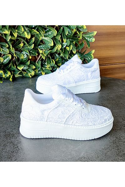 Ayakkabı Tutkusu Stilo ® Sports Bridal Shoes White Comfortable Evening Dress Shoes White Lace Wedding Dress