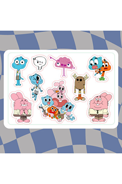 Nurmurs Gumball Darvin Çizgi Film Laptop Notebook Ajanda Tablet Etiket Sticker