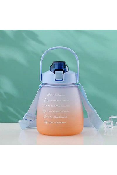 BLUE SİDE 1300 Ml Pink Motivational Children's Water Bottle Water Bottle Bpa Free Water Bottle Children's Water Bottle