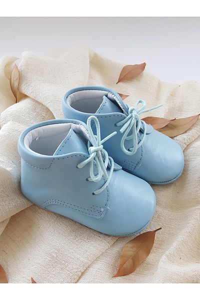 Hodore Baby Blue Genuine Leather Baby Booties