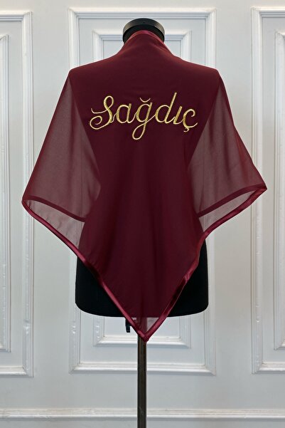 ZEYMERADE Bordo Şifon Sağdıç Omuz Örtüsü Şalı, Damat Sağdıç Asker Kına Örtüsü