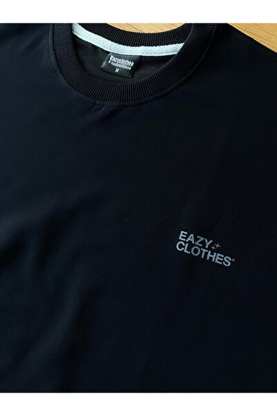 Eazy Co Hanorac subțire unisex negru cu decolteu rotund Eazy Basic oversize