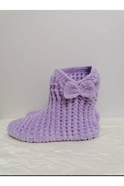 MERUT STYLE HAYATINI RENKLENDİR Ev Botu Panduf Kadife Lila Çift Taban Kurdela...