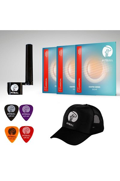 PİTBULL Coated Series Classic Guitar String Set of 3 Hard Tension (String Winder 4 Pena Hat)Ccg Ht 3P Ssc