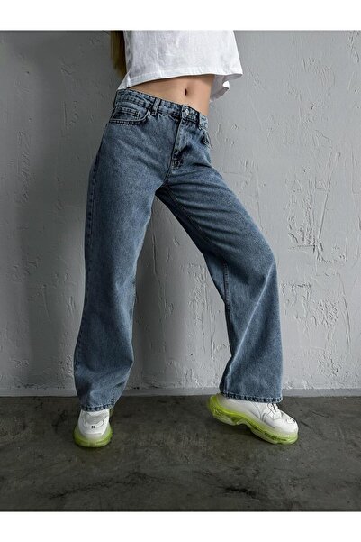 SANTA BELLA Elektra Blue Snow Wash Super Visok struk Široke nogavice Ženske t...