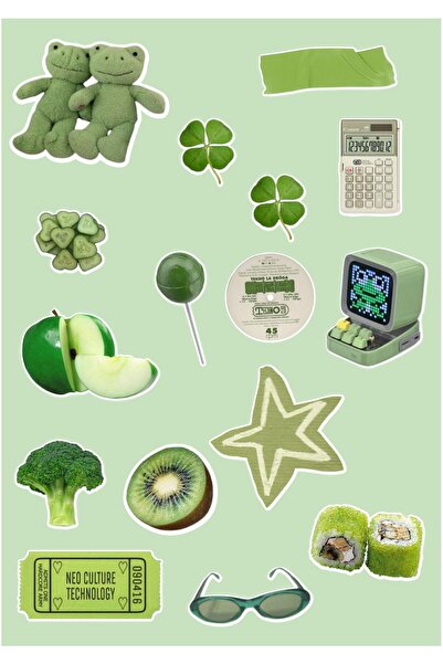 Anime Marketi مجموعة ملصقات جمالية خضراء - جدول أعمال - كمبيوتر محمول - مجموع...