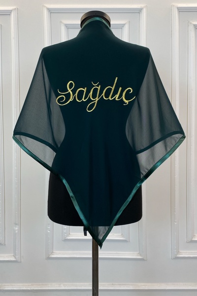 ZEYMERADE شال غطاء الكتف لرفقاء العريس من الشيفون الأخضر، غطاء الحناء لجندي ا...