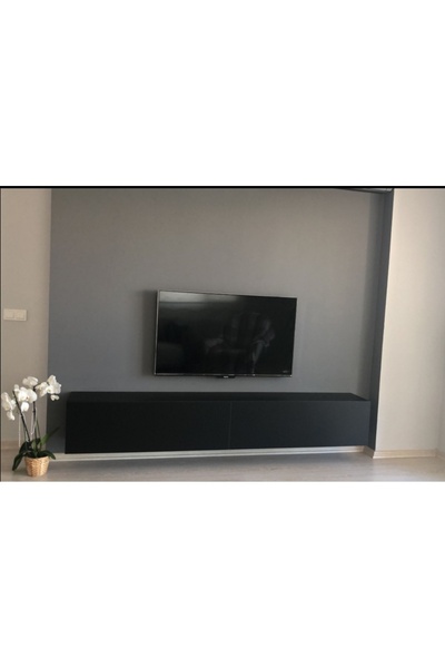 MAC DİZAYN Adresan Tv Ünitesi & Tv Sehpası 200 Cm Soft Siyah Mdf