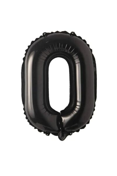 SURPRISE PARTY STORE 0 Rakam Balon Siyah Renk Folyo Balon 76 cm 34 inç Helyum...