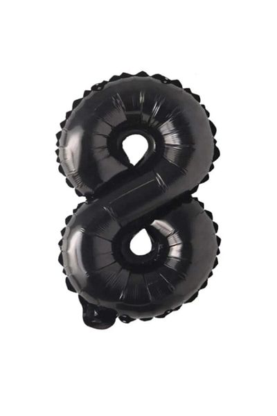 SURPRISE PARTY STORE 8 Number Balloon Black Color Foil Balloon 76 cm 34 inch Helium Balloon 8 Age Balloon Black 8 Number Foil Balloon