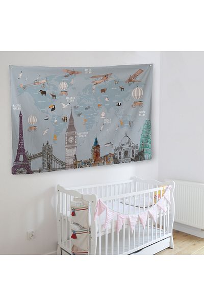Doğal Tercih 3820 Model Educational World Map - Children's and Baby's Room Wall Cover-Carpet