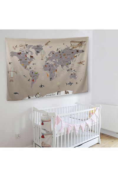 Doğal Tercih 3814 Model Educational World Map - Children's and Baby's Room Wall Cover-Carpet