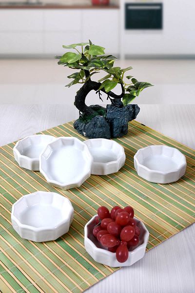 Keramika White Mini Wheel Snack Bowl / Sauce Bowl 8 Cm 6 Pieces