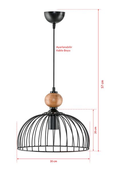 DEDE Black Single Wooden Cesta Pendant Lamp Chandelier