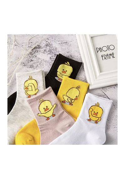 REYNBOO SOCKS 5 ζευγάρια Unisex πολύχρωμες κάλτσες τένις Chick College με διάφορα σχέδια που πλένονται