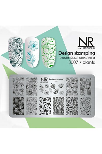 Nail Republic Stamping Plaka 3007 – Bitki ve Yaprak Desenli Nail Art Plakası
