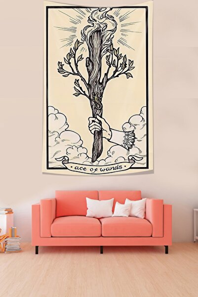 EKO Ace of Wands Tarot Stain Resistant Velvet Textured Fabric Wall Cover Wall Tapestry