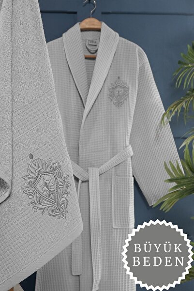 Arliva Home RUBY BÜYÜK BEDEN PIKE BORNOZ SETI GRI XL
