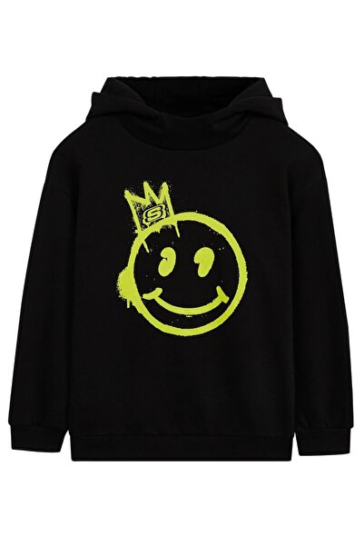 SKECHERS Sk232184 Heavy Weight Hoodie Siyah Çocuk Sweatshirt