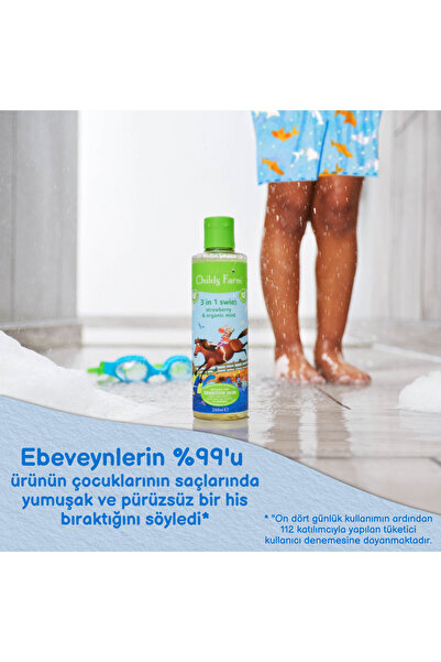 Childs Farm Çilek Ve Organik Nane Özlü 3'ü 1 Arada Yüzme Sonrası Çocuk Şampuan 250ml
