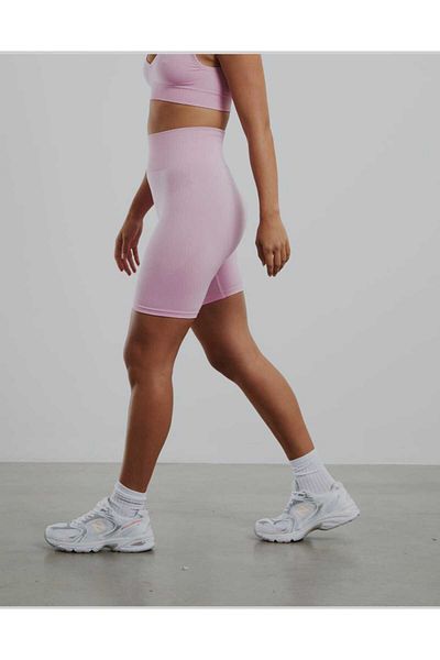 Butik Şımarık Pantaloni scurți sport liliac, cu talie înaltă, colanți de scufundări fermoși