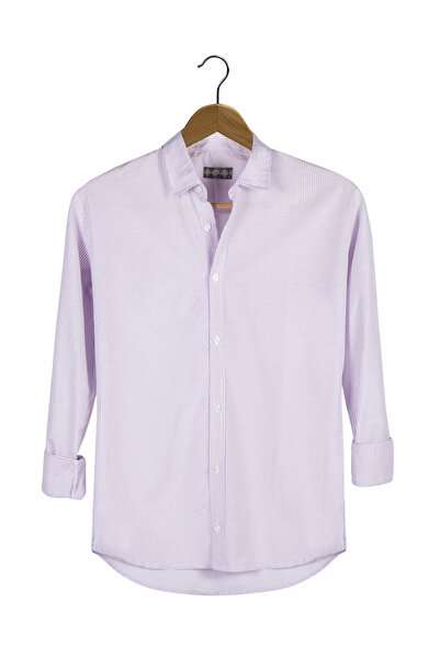Terapi Men Cămașă cu mânecă lungă cu dungi liliac pentru bărbați