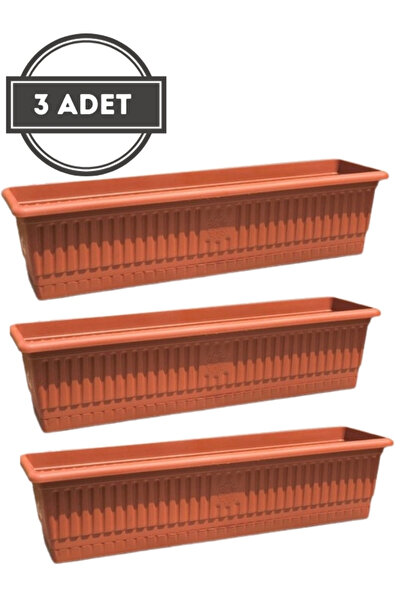 zisayt Bahçe Balkon Saksı (13 Lt) 70 Cm, 3 Adet Uzun Balkon Saksı, Hak Saksı,...