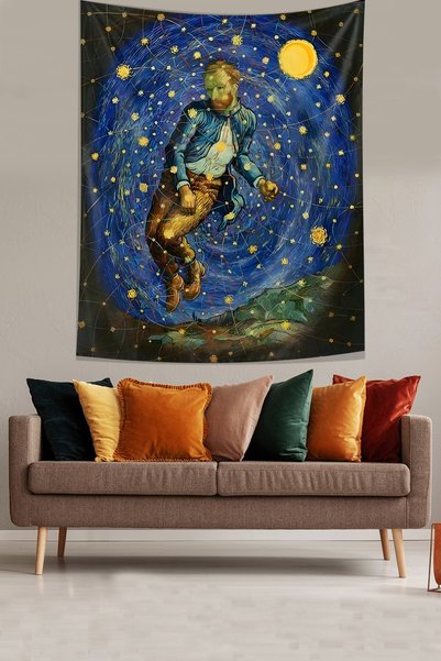 Latibule Starry Nights and Van Gogh Stain Resistant Fabric Wall Cloth Wall Ta...