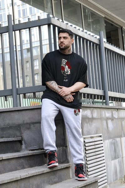 AY MONTANA تي شيرت Lunavista مطبوع عليه ورق اللعب - طقم بدلة رياضية من تي شير...