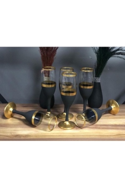 P H Panayır Home El Dekorlu 6 Kişilik Kahve Yanı Cam Su Bardağı Seti, Çeyizlik Set, Hediyelik Set