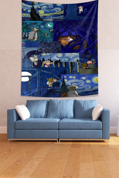 Latibule Van Gogh Starry Nights Themed Paintings Stain Resistant Fabric Wall ...
