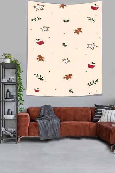 Latibule New Year's Cookies Cupcake Pattern Stain Resistant Fabric Wall Cloth...