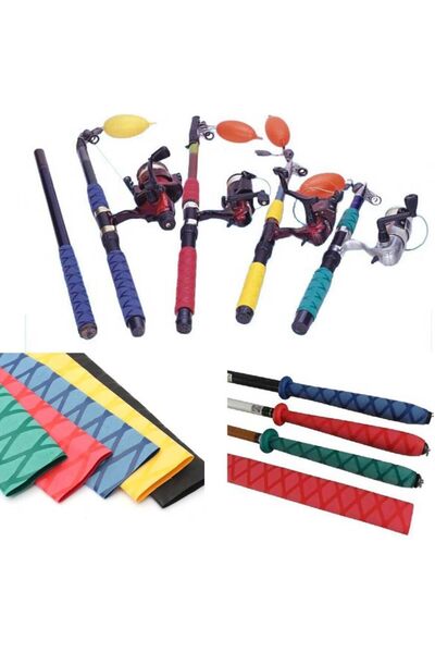 SEGRETO Isı İle Daralan Terletmez Kaymaz Olta Sapı KIlıfı Spın Olta Kılıfı Makaron (Balık Desenli) Çap 30 MM