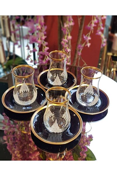 P H Panayır Home El Dekoru İşlemeli 6 Kişilik 12 Parça Çay Cam Bardağı Seti, ...