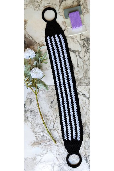 mbmh made by may hand Hand Knitted Black-white Soft Bath Back Washcloth Madebymayhand
