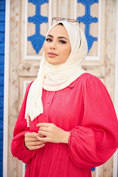 feronis Hijab Women's Combed Cotton Shawl Model _ Off-White