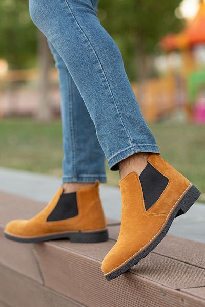 Freemax Unisex Chelsea Boots Guaranteed Product Freemax.30141 Suede Cinnamon