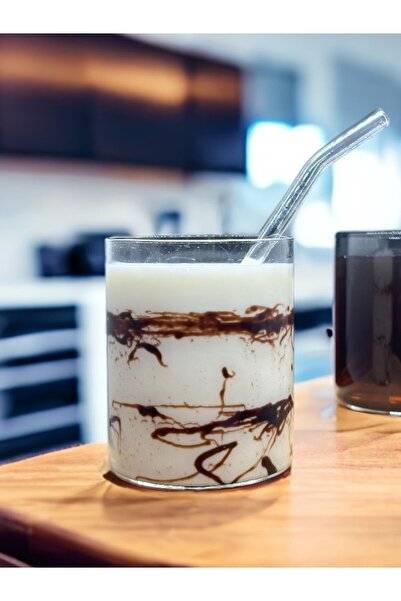 Ara Porselen Isıya Dayanıklı Silindir Model Borosilikat Kokteyl ve Soğuk-Sıcak Kahve Bardağı