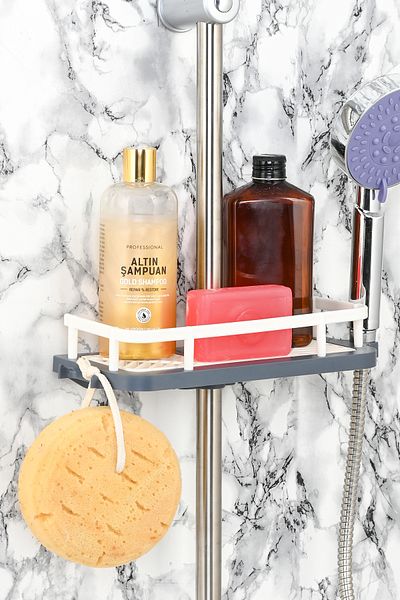 Carat Home Πρακτικό πλαστικό χωρίς βίδες Organizer μπάνιου Σαπουνάδα - Μπορεί να εγκατασταθεί κεφαλή ντους - Χρήσιμο